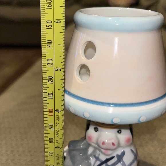 Earthenware Cow Hurricane Lamp Kitchen Traditions Ceramic 6” decorative NWT - Picture 8 of 9